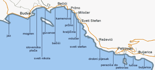Plaže budvanska rivijere